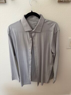 Perry Ellis Light Gray Long-Sleeve Dress Shirt